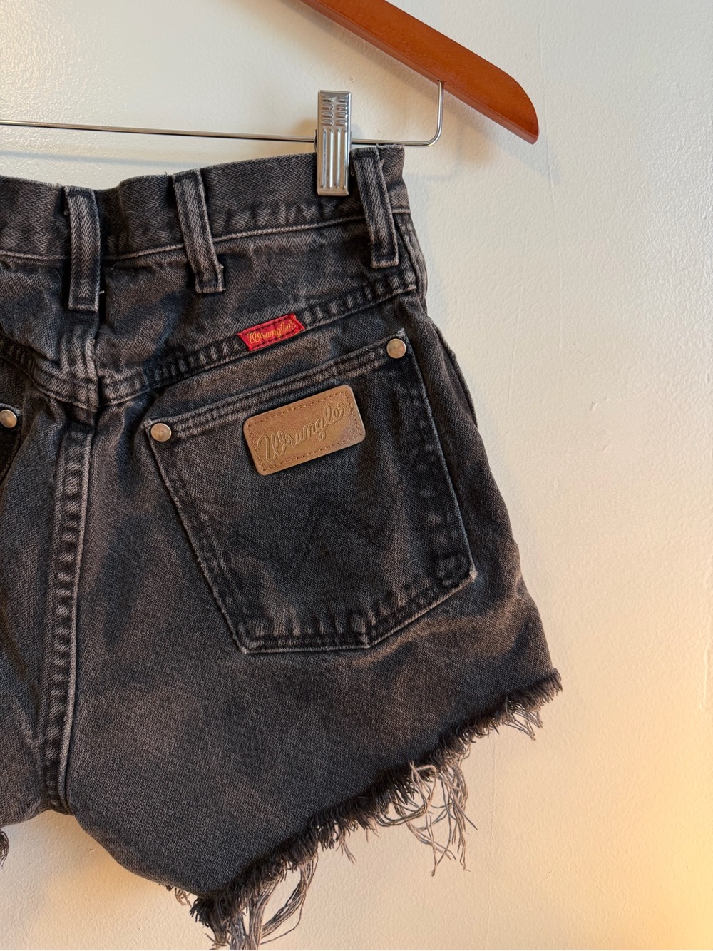 Vintage Wrangler Black Washed Denim Cutoff Shorts 26